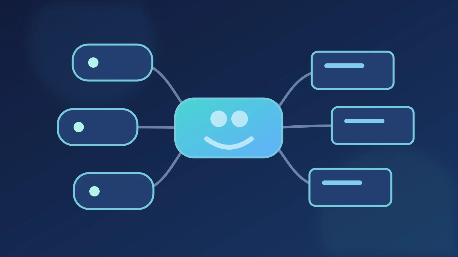 Illustration von Ideen, die um einen gemeinsamen Plan und ausgewählte Arbeitselemente angeordnet sind